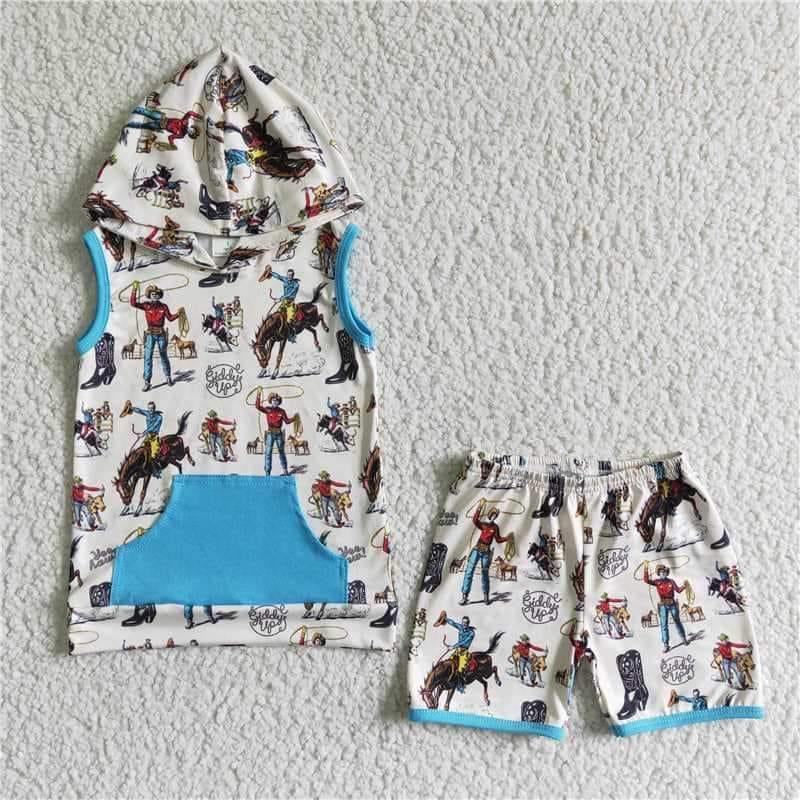 Western cowboy hooded 2 pc set- Boy