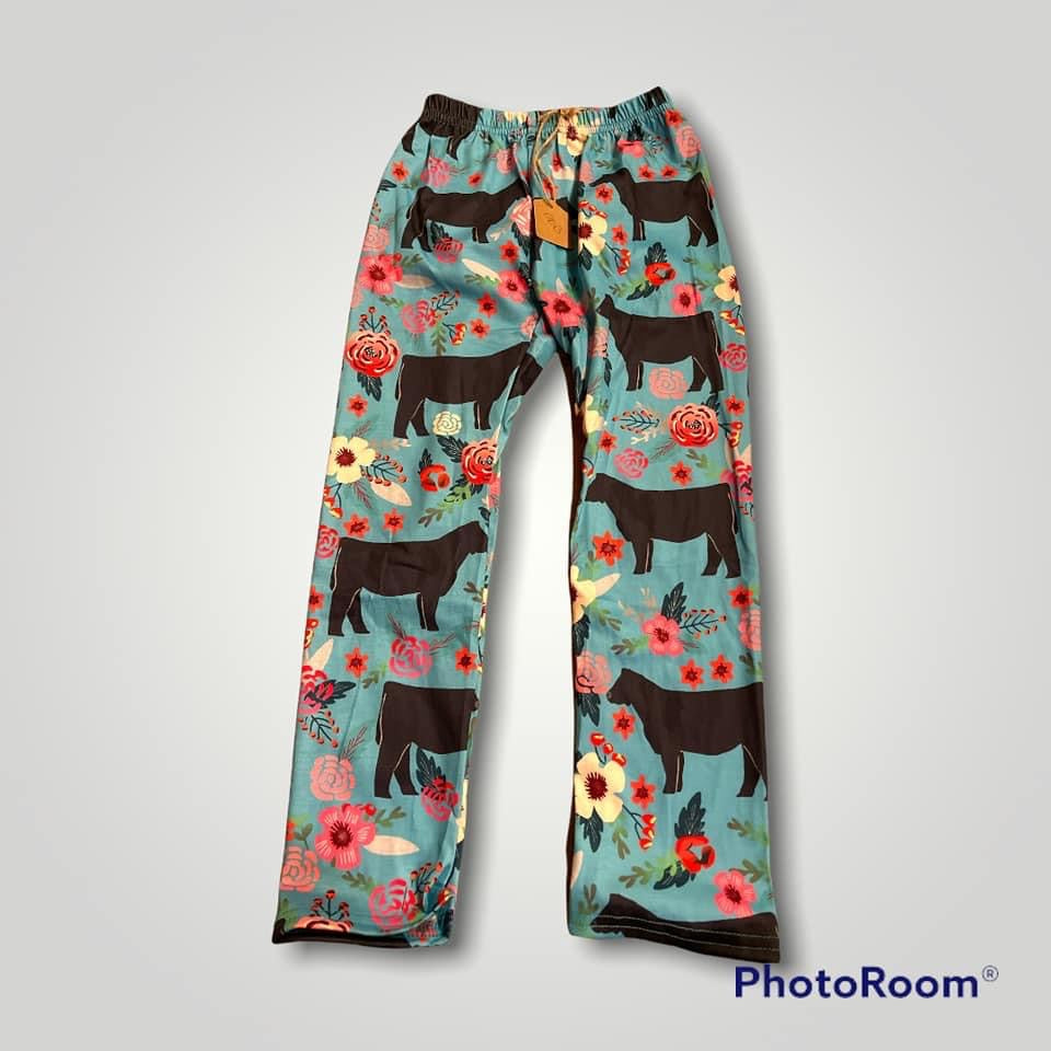 Floral cow  leggings - RTS