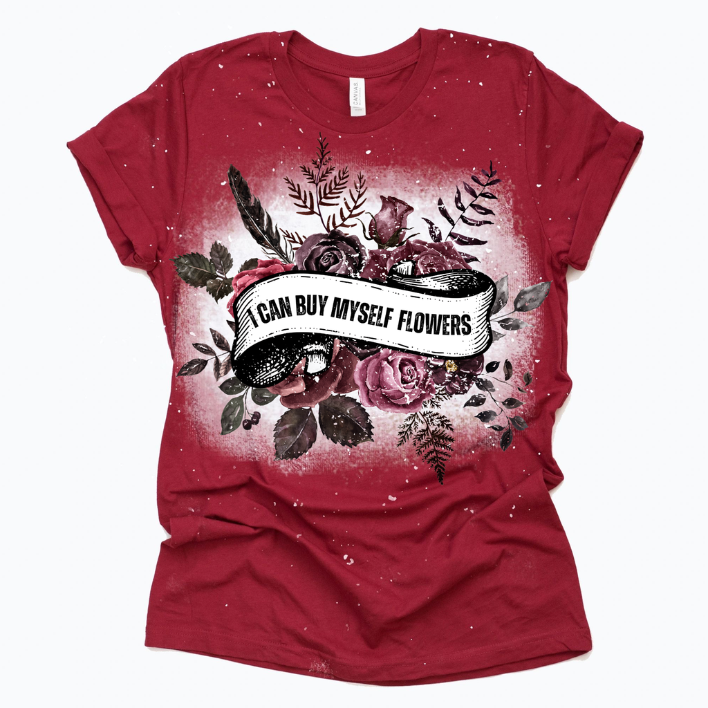 Buy Flowers red  bleached Adult tshirt