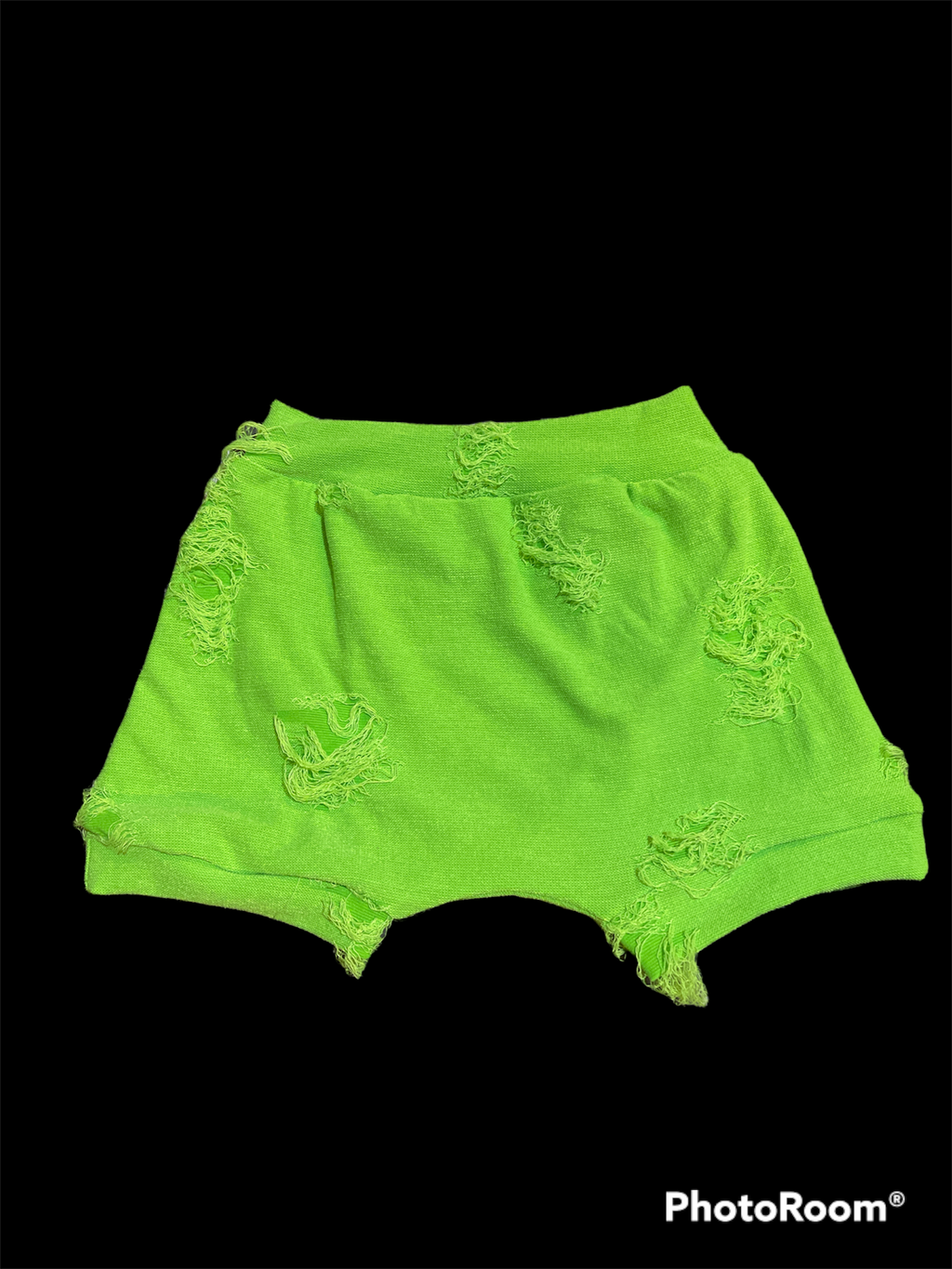 Neon green distress Harem Shorts