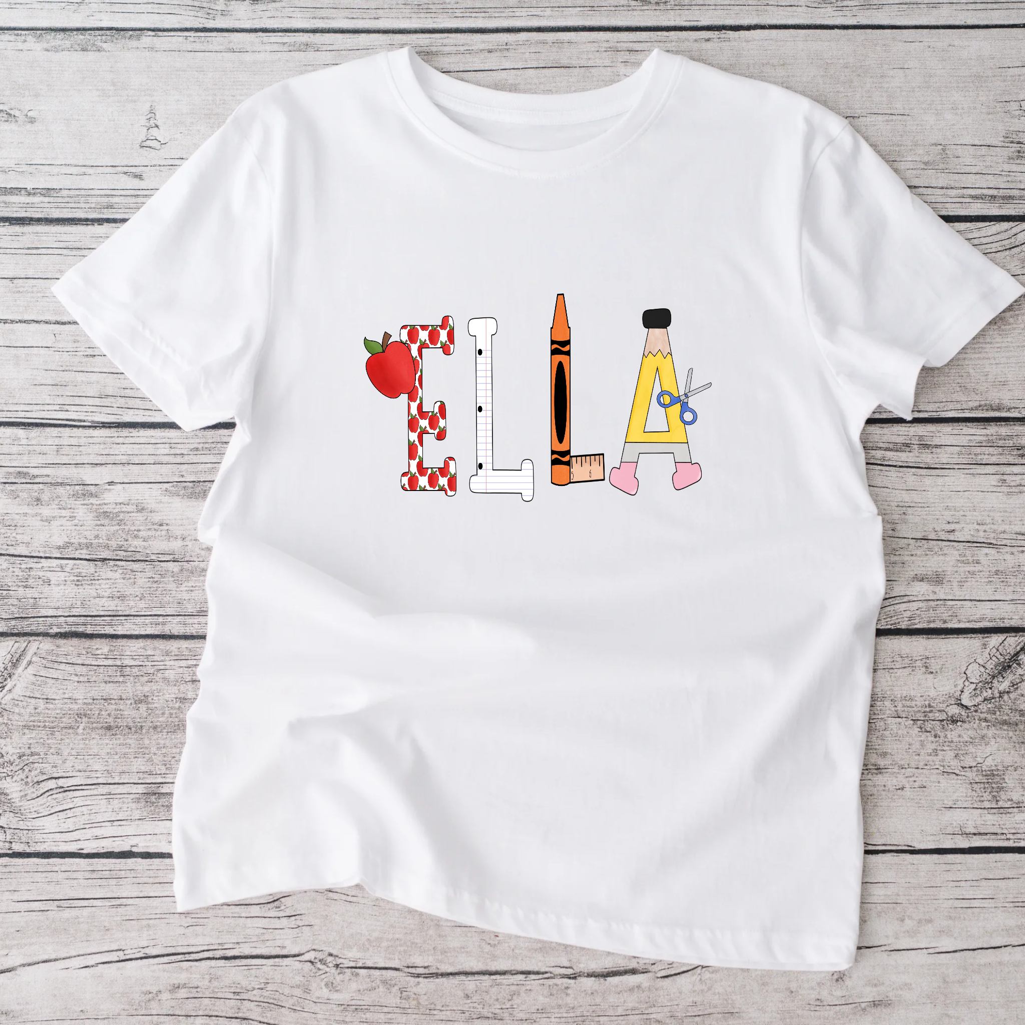 Personalized school letters white  tshirt- personalized