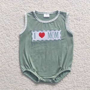 I Love Mom Sage romper