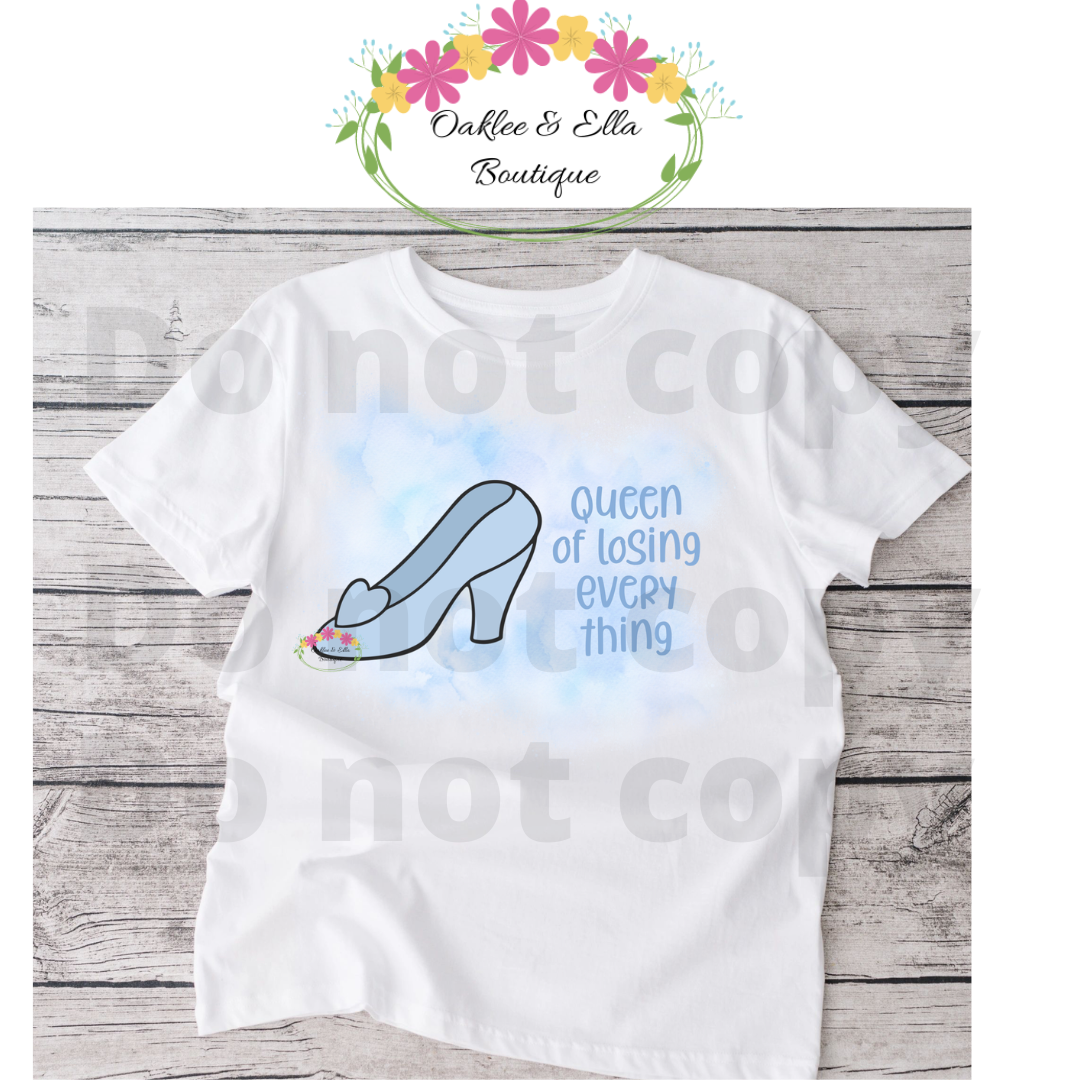 Queen of losing everything kids  white  tshirt