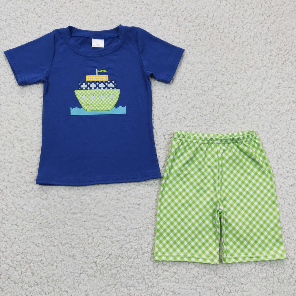 Checkered Boat Short Set-boy