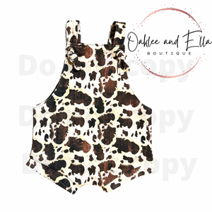 Brown cow - short -Hand Made Knotted Romper