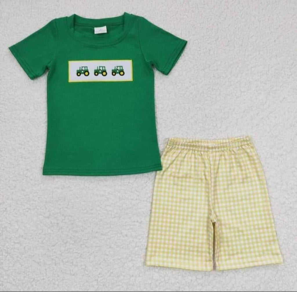 Green tractor Short Set