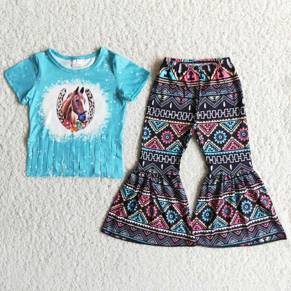 Horse Fringe short sleeve set