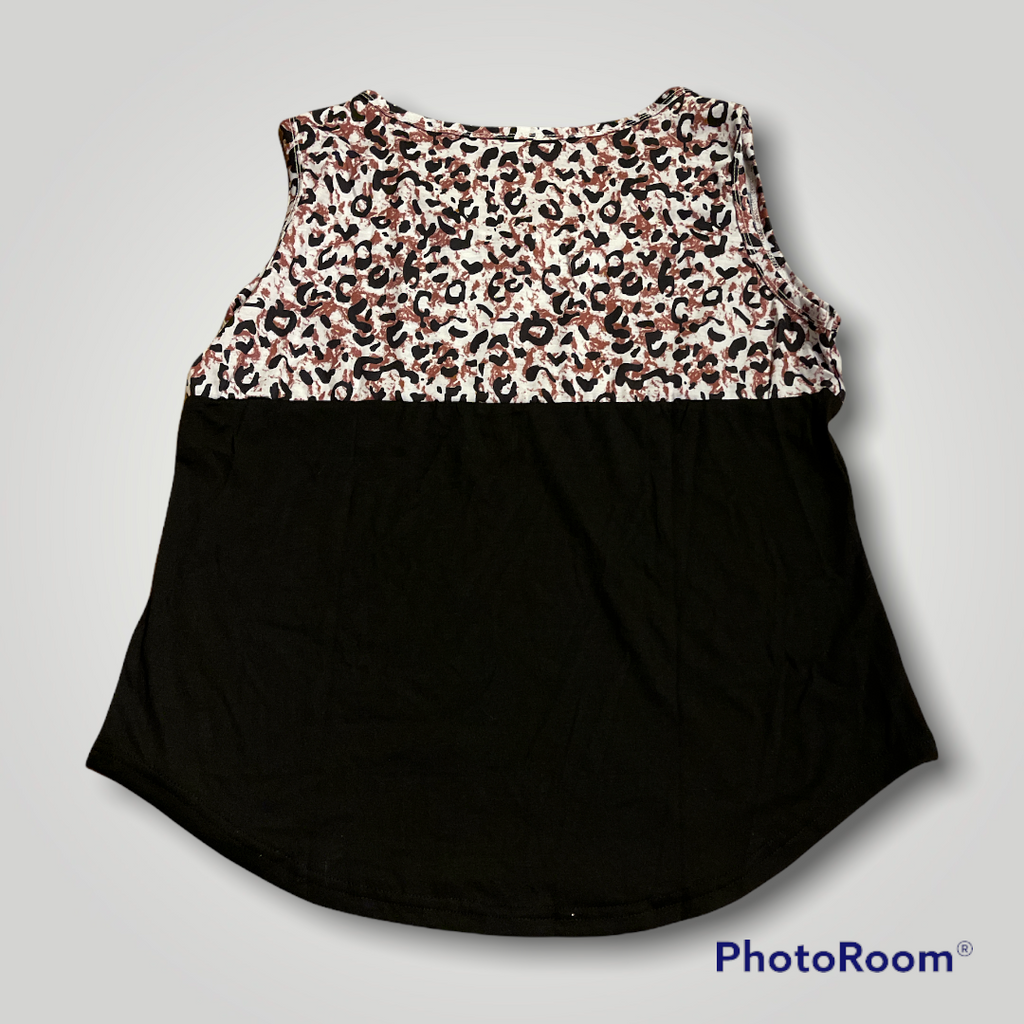 Womes black and Cheetah Tank Dress shirt