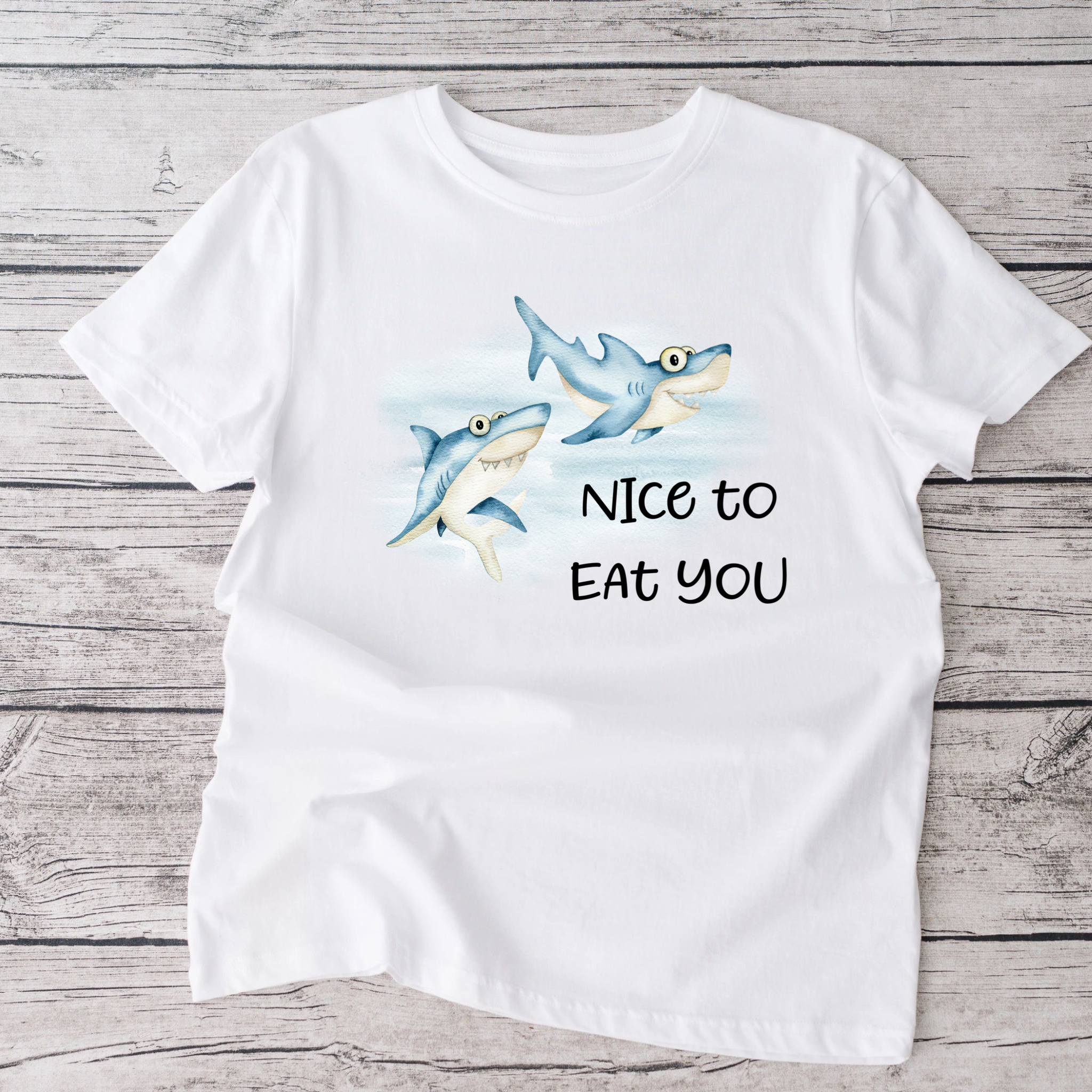 Shark bite  white  tshirt