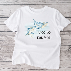 Shark bite  white  tshirt