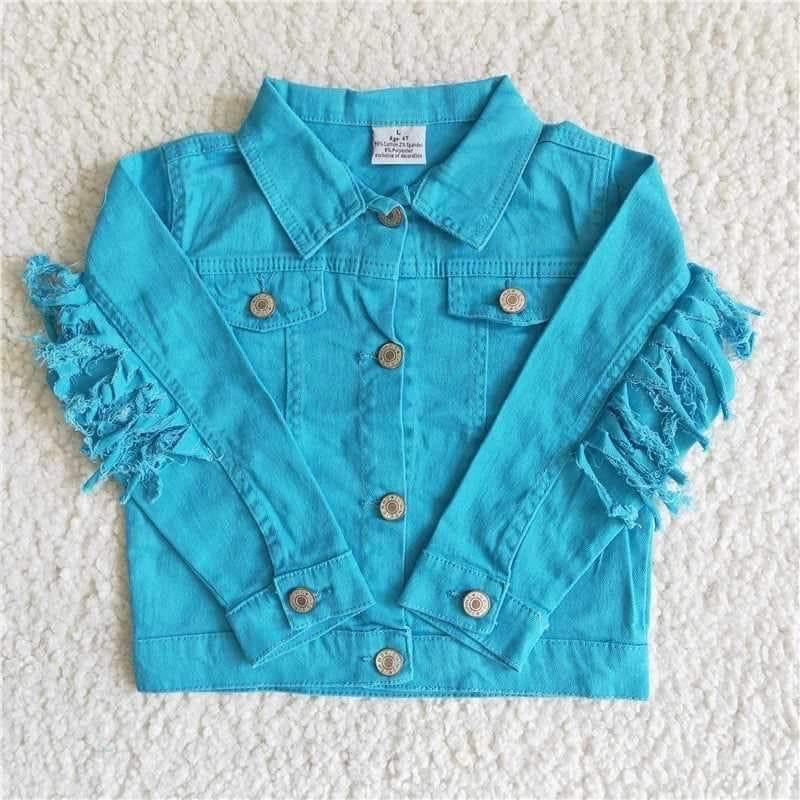 Aqua fringe  jean Jacket