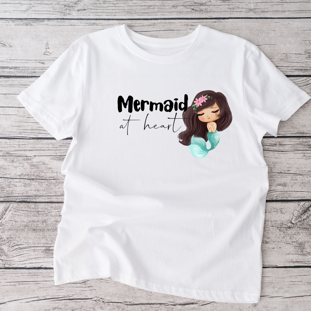 Mermaid at heart white  tshirt