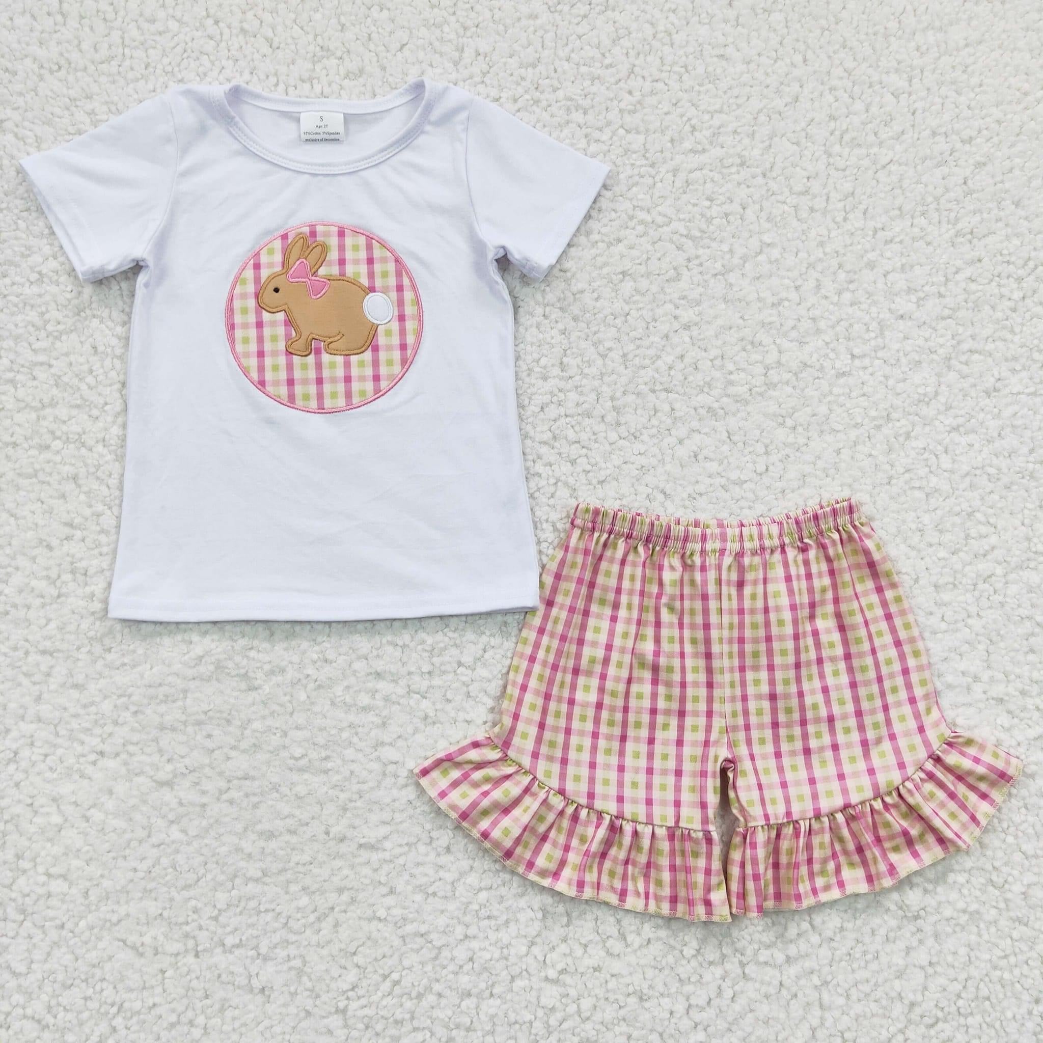 Plaid Pink Bunny Short Set