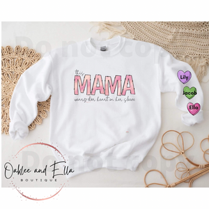 Mama pink hoodie Wear Heart on Sleeve Hoodie