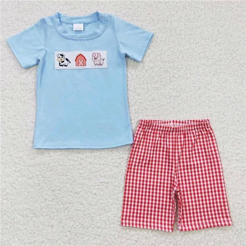 Gingham farm boy short set