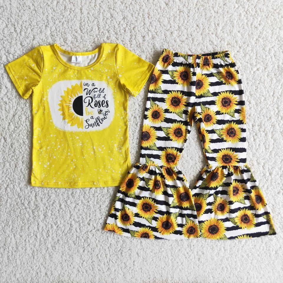 Sunflower girl short sleeve set