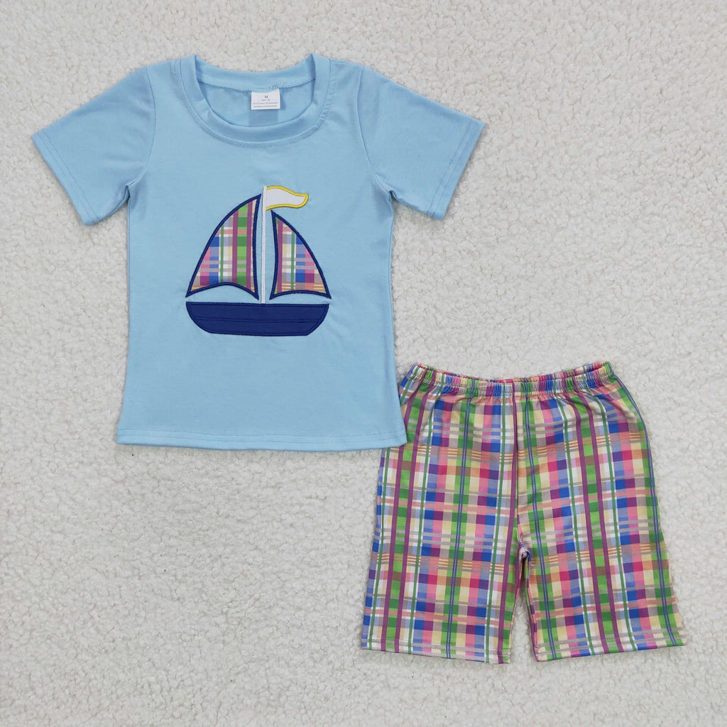 Plaid Ship Short Set