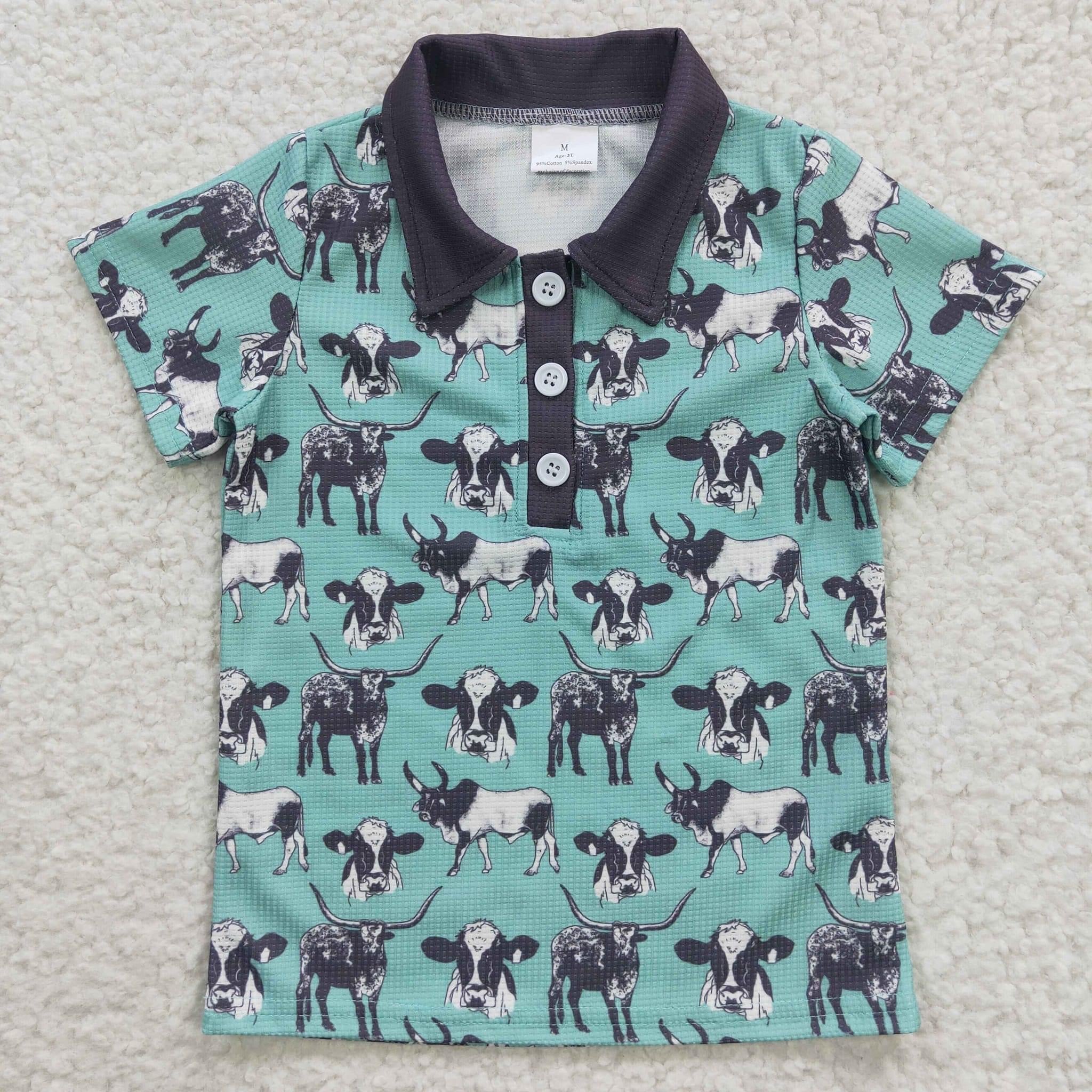 Blue Cow Button up Shirt Only