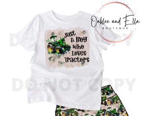 Boy loves tractors  kids tshirt