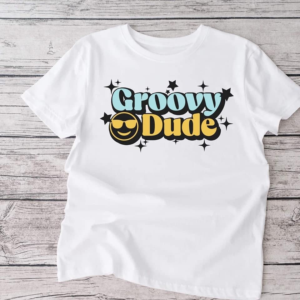 Groovy dude long sleeve white  tshirt