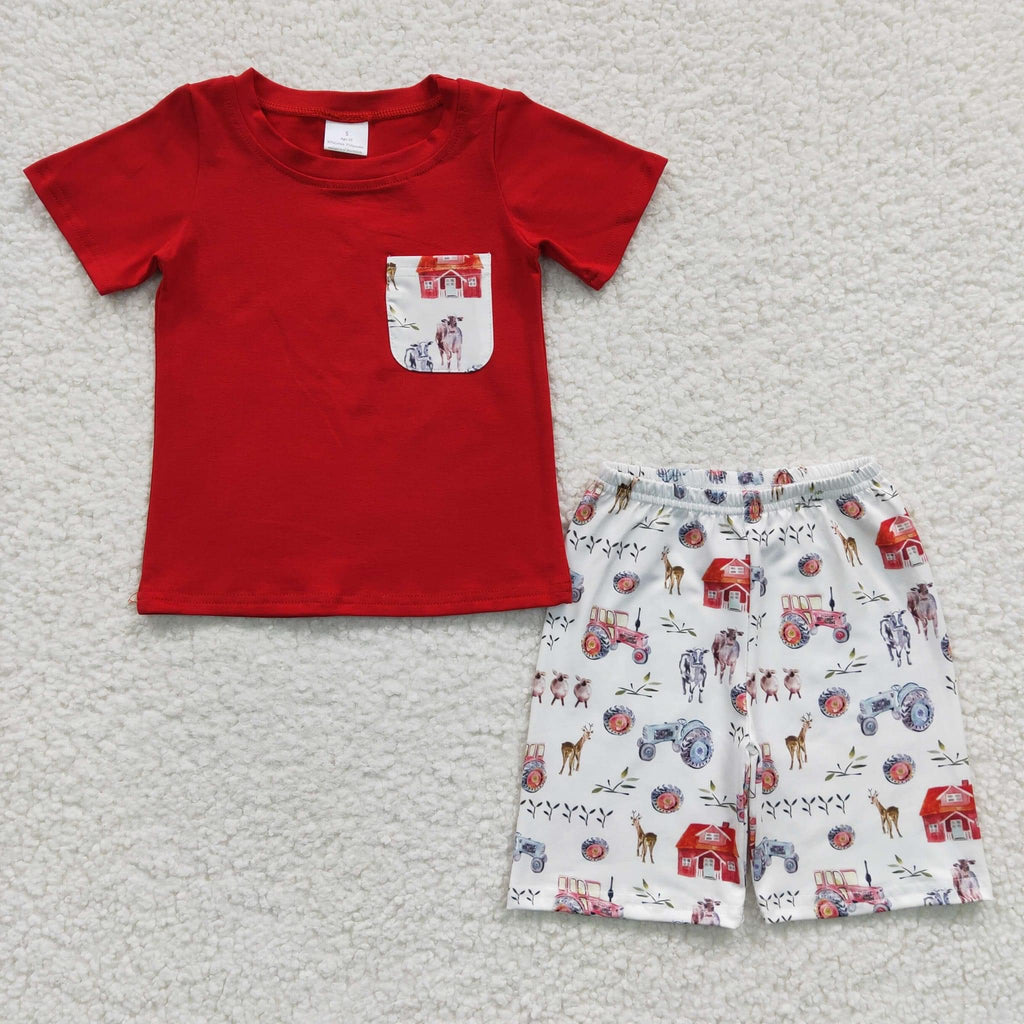 Red Farm Boy Short Set