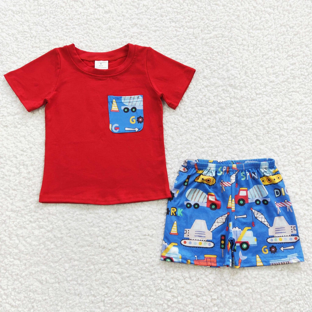 Red Construction short set