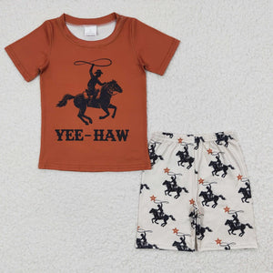 Yeehaw Cowboy Boy Short Set