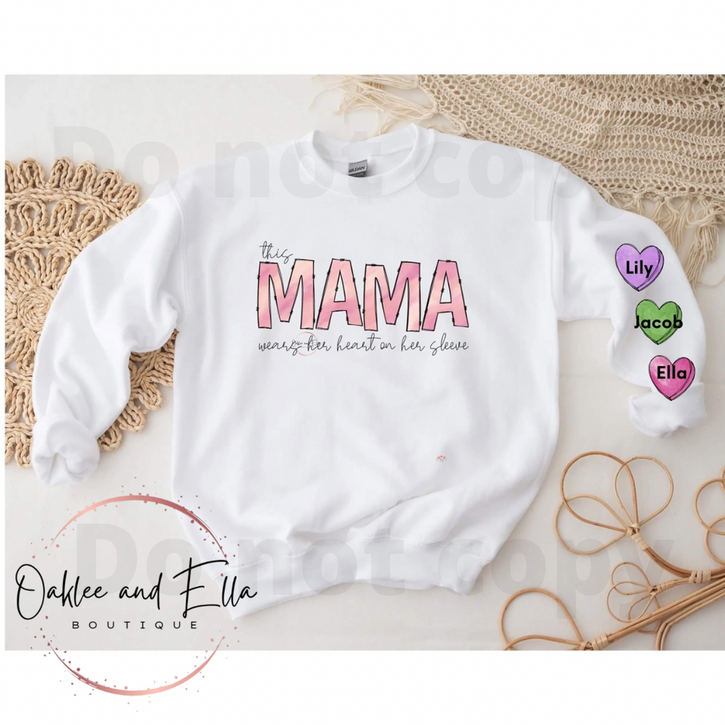 Mama Pink Wear Heart on Sleeve Long Sleeve Shirt