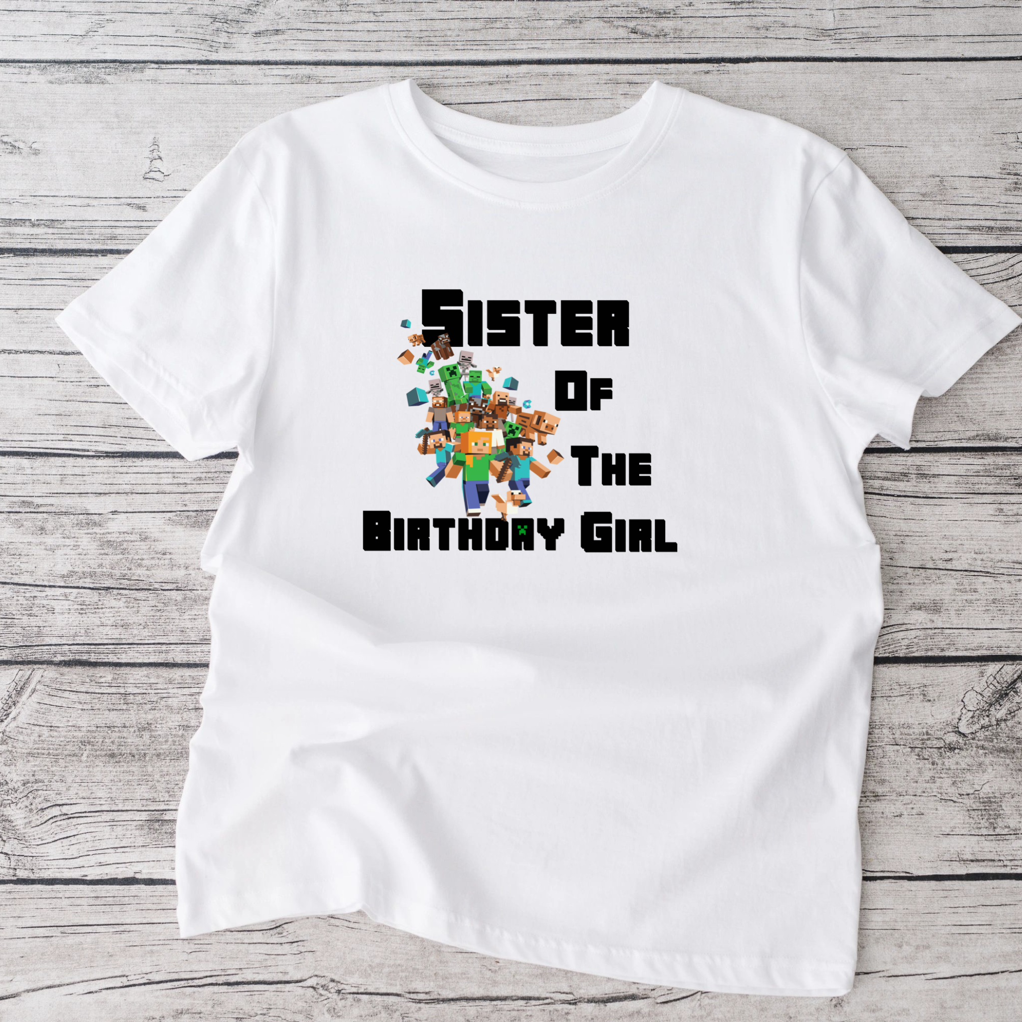 Sister bday custom kids bleached tshirt