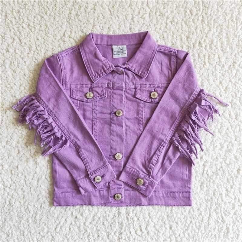 Purple fringe  jean Jacket