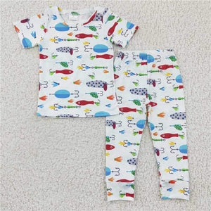 Fish jammies 2pc short sleeve set