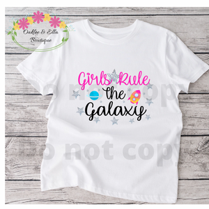 Girls Rule the Galaxy  kids  white  tshirt