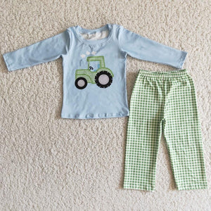 Tractor plaid 2pc long sleeve set