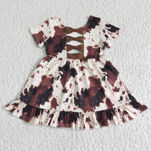 Cow brown bow dress