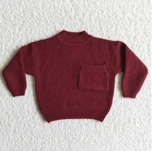 Burgundy over size sweater - Long Sleeves