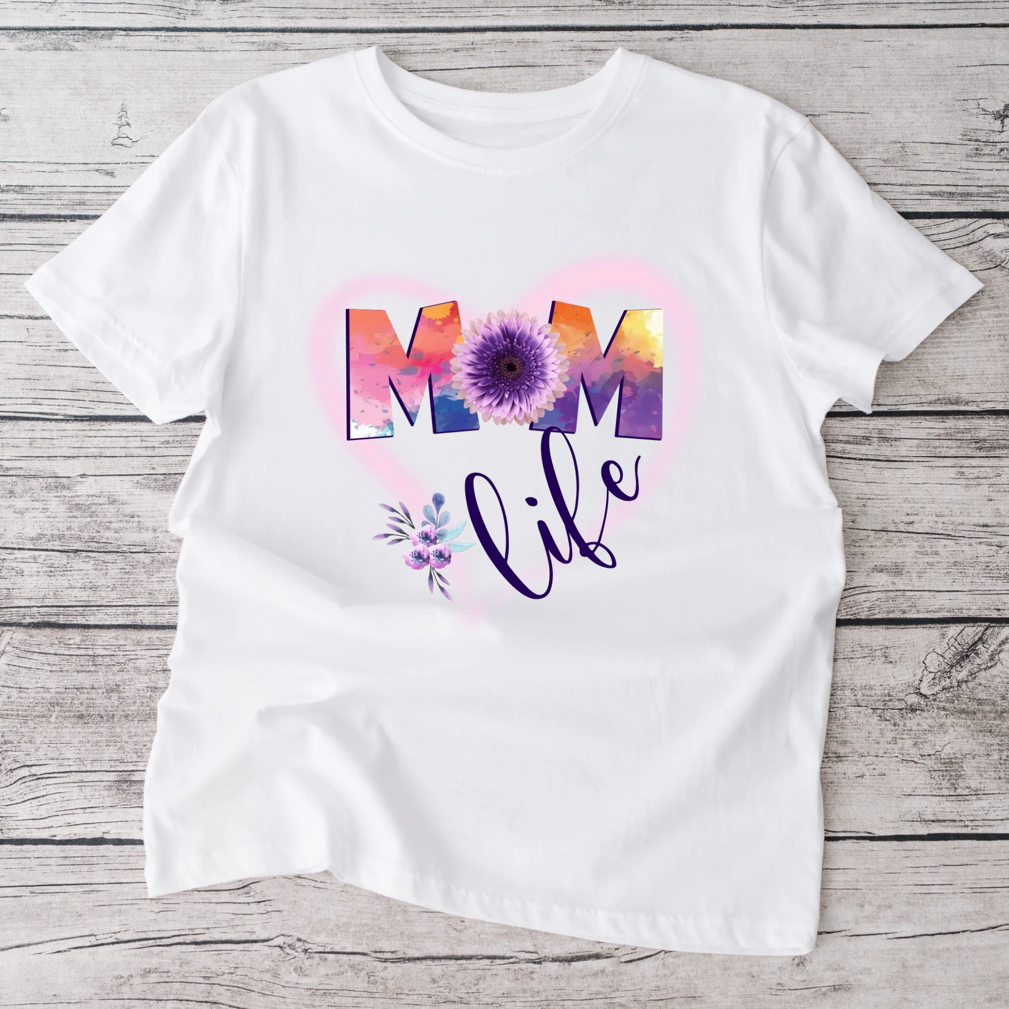 purple Mom Life Adult tshirt