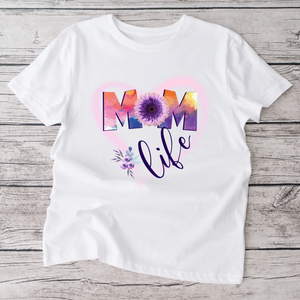 purple Mom Life Adult tshirt